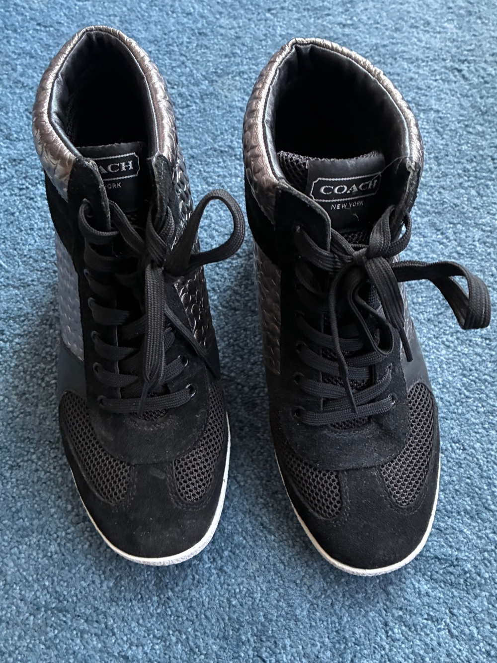 Coach Black and Silver Women's High-Top Sneakers